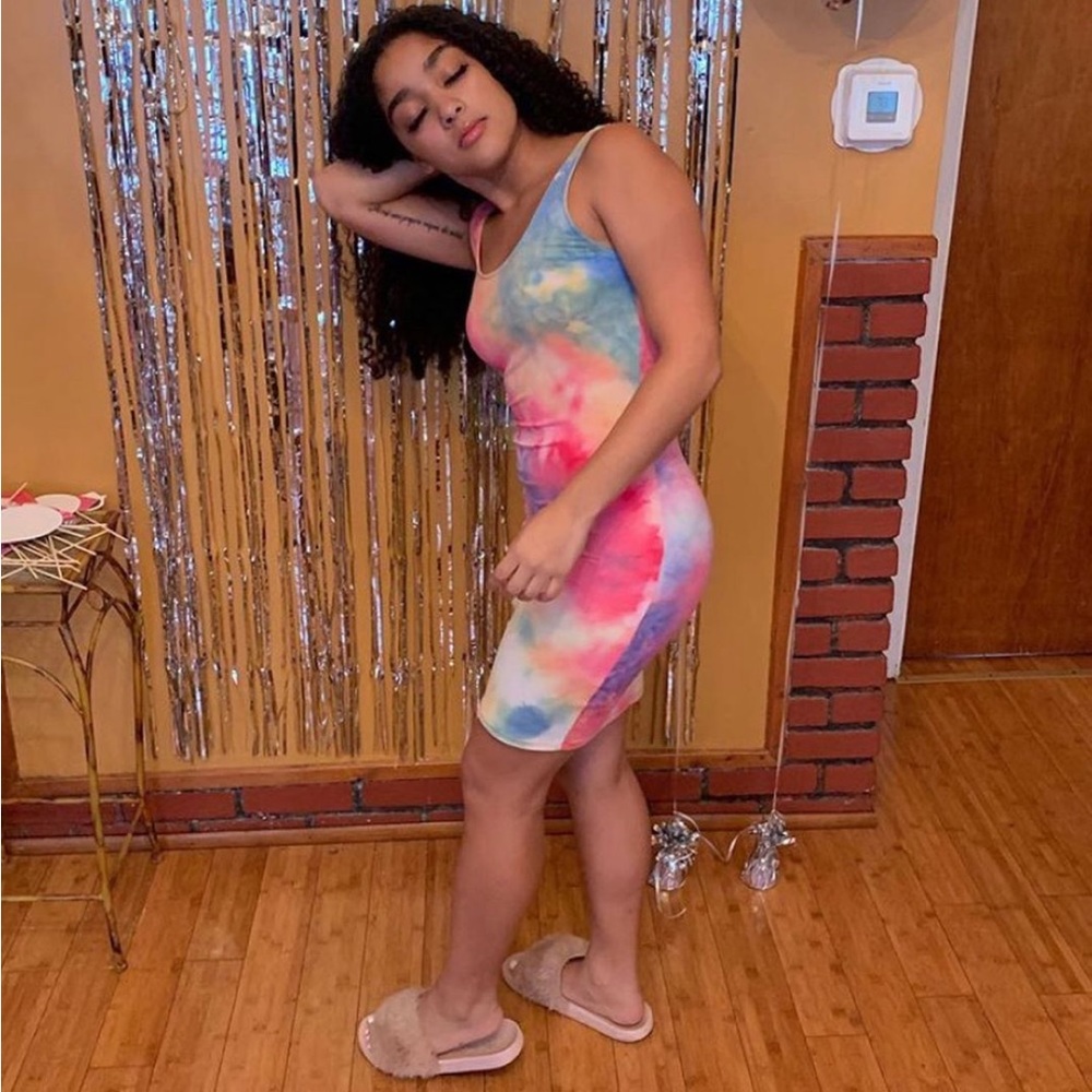 Cotton candy tye dye body-con dress